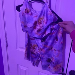 Two piece angel biker shorts outfit